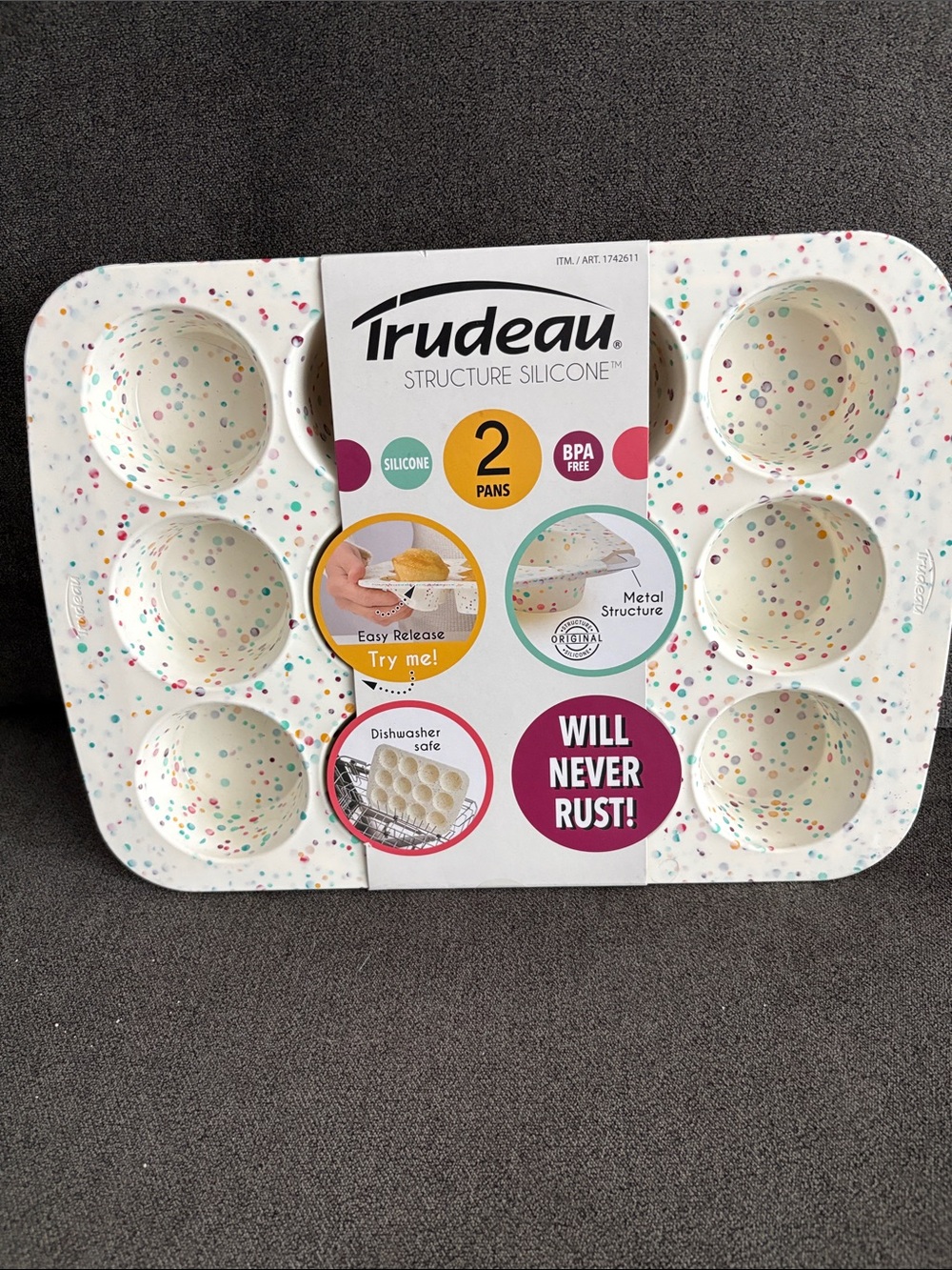 Trudeau Silicone Confetti Nonstick Muffin Pan - 2 pack